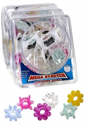 Mega Stretch Silicone Pleasure Rings Fishbowl Display 72