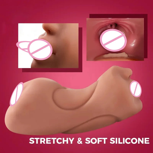 3 in 1 Mouth Lifelike Sex Doll with Face TPE Portable Adult Sex Love Toy Male Stroker Masturbator Deep Throat for Sexy Adult Men