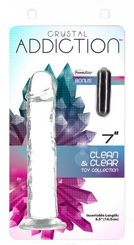 Addiction Crystal 7 Vertical Dong Clear Tpe W/ Bullet 