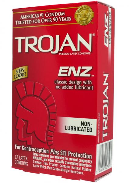 Trojan Enz Non-Lubricated Condoms - 12 Pack