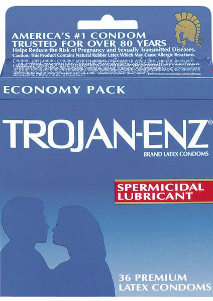 Trojan Condom Enz With Spermicidal Lubricant 36 Pack