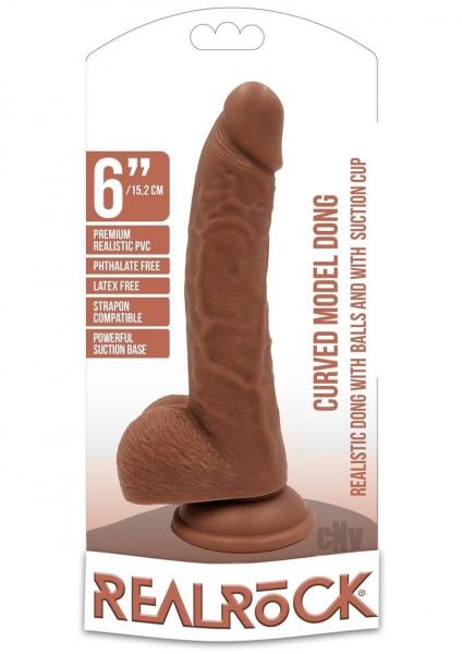Realrock Curved Dildo W/balls 6 Tan