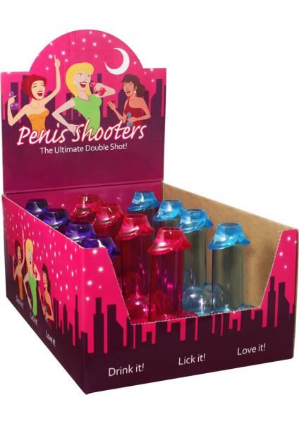 Penis Shooters Double Shot Glasses Assorted Colors 12 Each Per Display