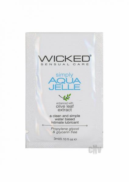 Wicked Simply Aqua Jelle Water Based Lubricant  .1oz  144 bag