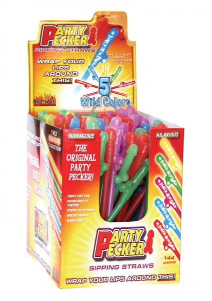 Party Pecker Sipping Straws Assorted Colors 144 Per Display