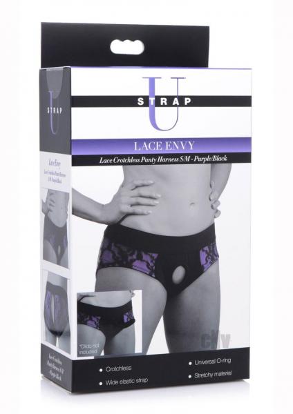Strap U Lace Envy Crotchless S/m Purple