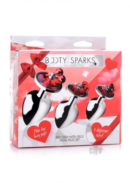 Booty Sparks Red Gem W/bells Plug Set