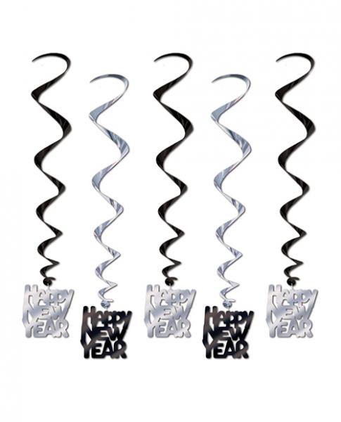 Happy New Year Whirls - Black/silver