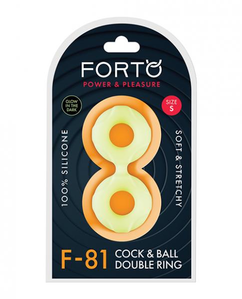 Forto F-81 44mm Double Ring Liquid Silicone Cock Ring - Glow In The Dark