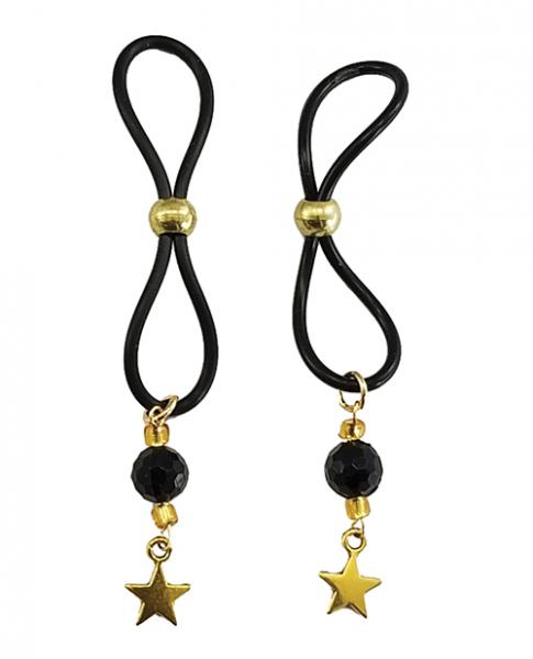 Bijoux De Nip Nipple Halos W/gold Stars - Black