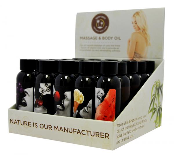 Earthly Body Edible Massage Oil Basket (25 Asst 2oz Bottles)