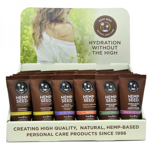 Earthly Body Hemp Seed 36pc Display : Includes 6 - 1oz Hemp Seed Sh, 6 - 1oz Con, 6 - 1oz High Tide