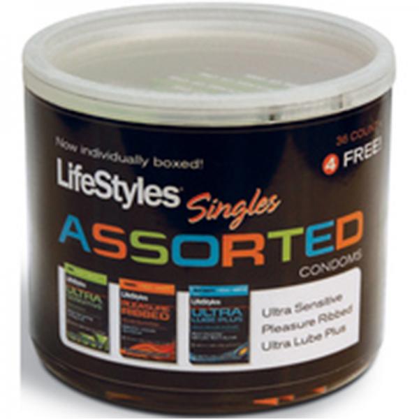 Lifestyles Singles Assorted Latex Condoms 40 Count Display