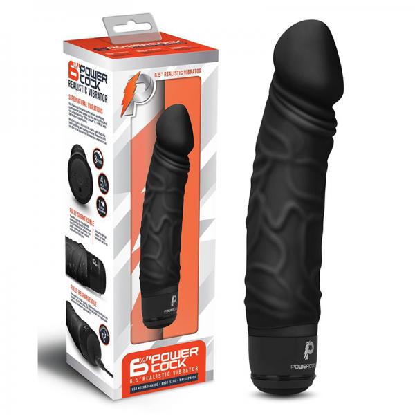 Powercock 6.5" Realistic Vibrator - Dark