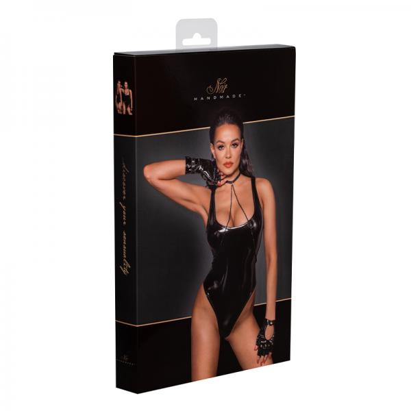 Noir Handmade Pvc Bodysuit With High-cut Bottom Hem Xl
