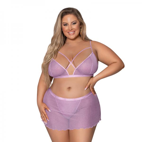 Magic Silk Girl Next Door Bralette W Skirt Lilac Queen Size