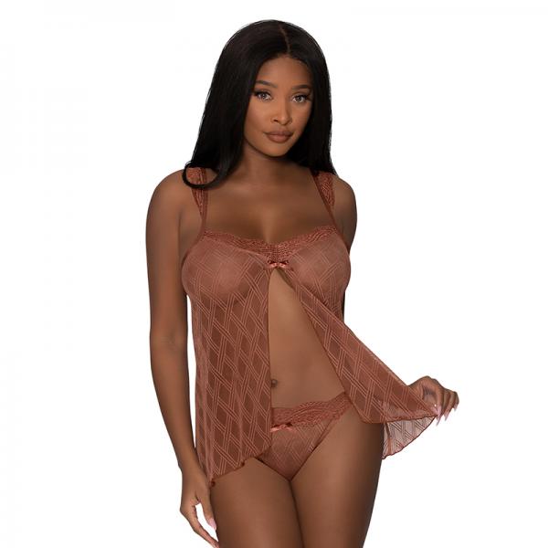 Magic Silk Caramel Kiss Baby Doll & Thong  Carmel L/x
