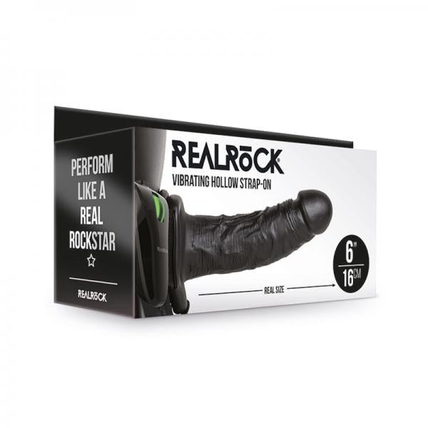 Realrock Vibrating Hollow Strap-on Without Balls 6 In. Chocolate