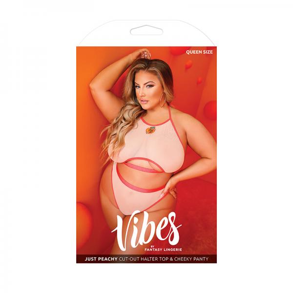 Vibes Just Peachy Cut-out Halter Top & Cheeky Panty Queen Peach