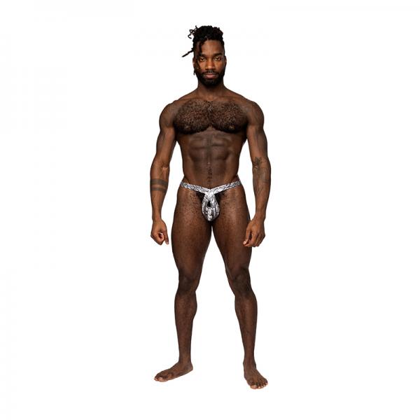 Male Power S'naked Criss Cross Thong Silver/black S/m