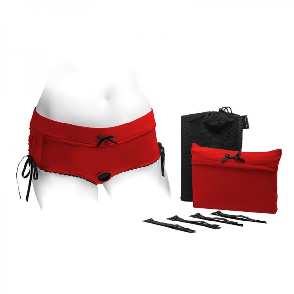 Spareparts Sasha Cinch Booty Short Harness Red/black Size Xl
