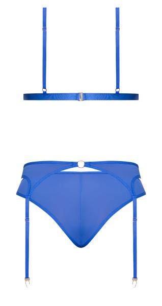 Sassy Bra Garter & Rouched Panty Cobalt S/m