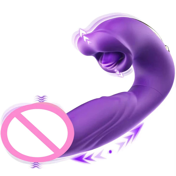 3 in 1 Tongue Licking Finger Flapping G Spot Dildo