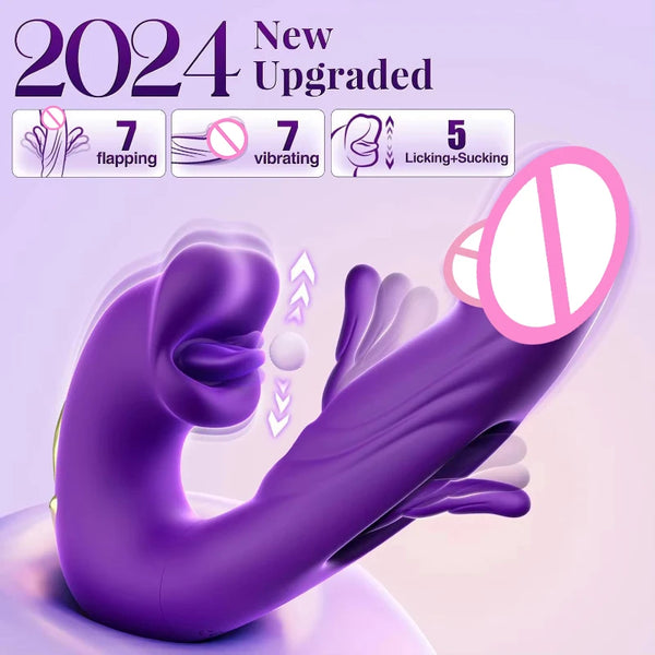 3 in 1 Tongue Licking Finger Flapping G Spot Dildo
