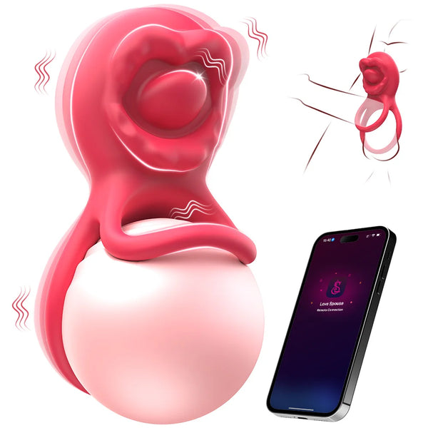 Penis Ring for Men Semen Cock Ring Penis Ejaculation Delayed Vibrating Cock Ring Licking Tongue Clitoris Ring For Couple Adult