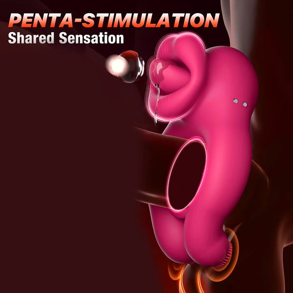 Penis Ring for Men Semen Cock Ring Penis Ejaculation Delayed Vibrating Cock Ring Licking Tongue Clitoris Ring For Couple Adult