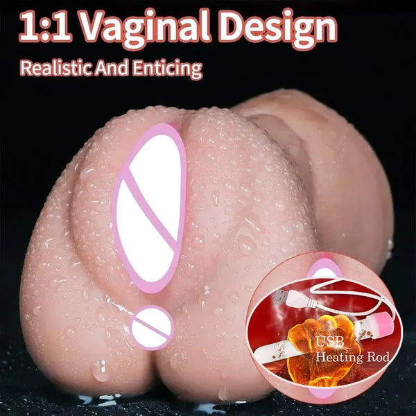 3 in 1 Mouth Lifelike Sex Doll with Face TPE Portable Adult Sex Love Toy Male Stroker Masturbator Deep Throat for Sexy Adult Men