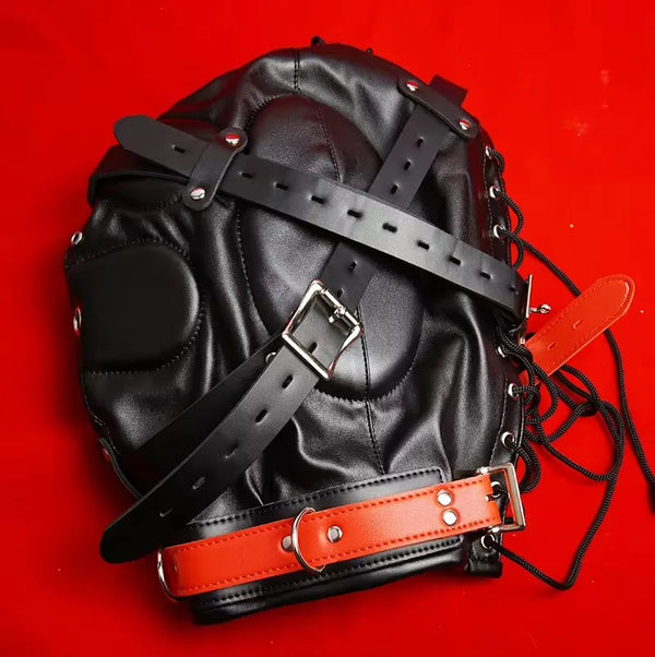 BDSM Mask Leather,Total Blackout Slave Sex
