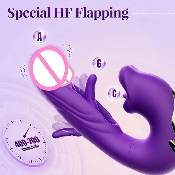 3 in 1 Tongue Licking Finger Flapping G Spot Dildo
