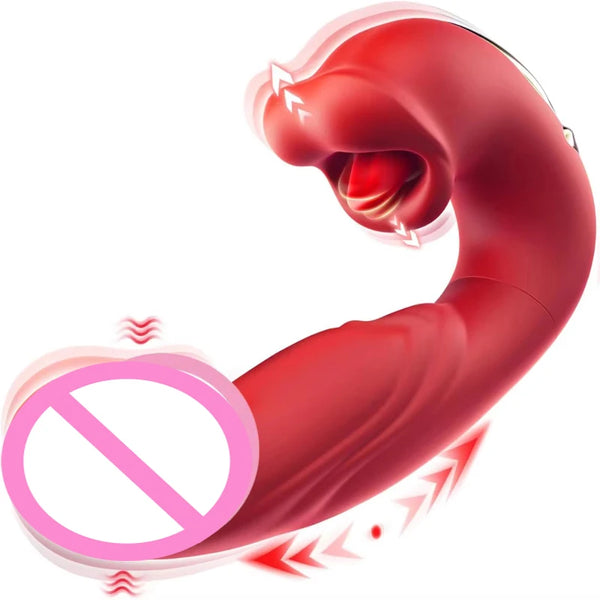 3 in 1 Tongue Licking Finger Flapping G Spot Dildo