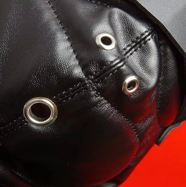 BDSM Mask Leather,Total Blackout Slave Sex