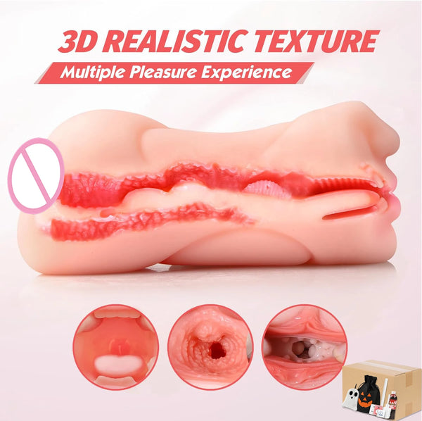 3 in 1 Mouth Lifelike Sex Doll with Face TPE Portable Adult Sex Love Toy Male Stroker Masturbator Deep Throat for Sexy Adult Men
