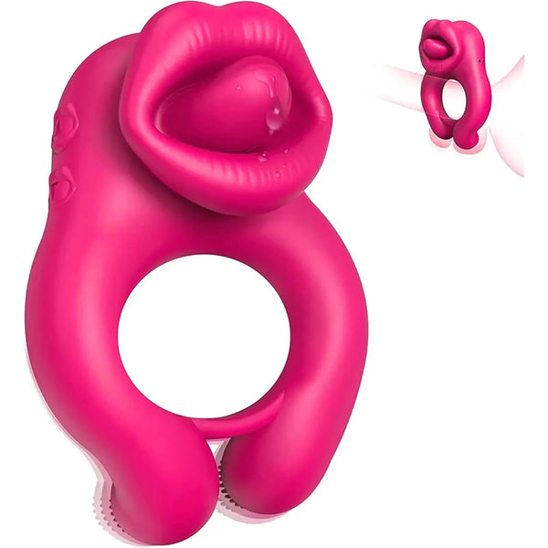 Penis Ring for Men Semen Cock Ring Penis Ejaculation Delayed Vibrating Cock Ring Licking Tongue Clitoris Ring For Couple Adult