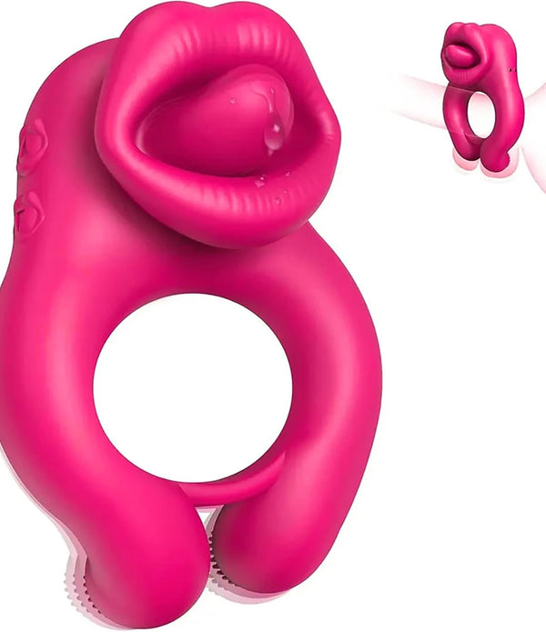 Penis Ring for Men Semen Cock Ring Penis Ejaculation Delayed Vibrating Cock Ring Licking Tongue Clitoris Ring For Couple Adult