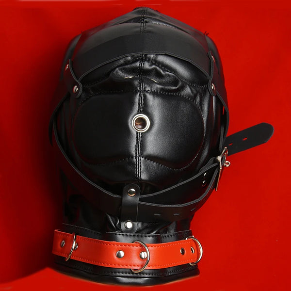 BDSM Mask Leather,Total Blackout Slave Sex