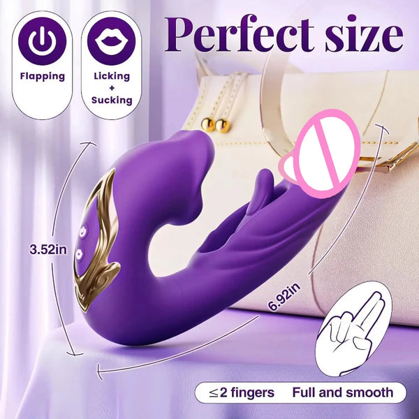 3 in 1 Tongue Licking Finger Flapping G Spot Dildo