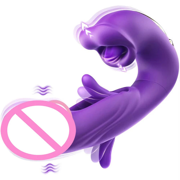 3 in 1 Tongue Licking Finger Flapping G Spot Dildo