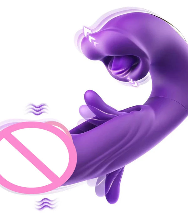 3 in 1 Tongue Licking Finger Flapping G Spot Dildo