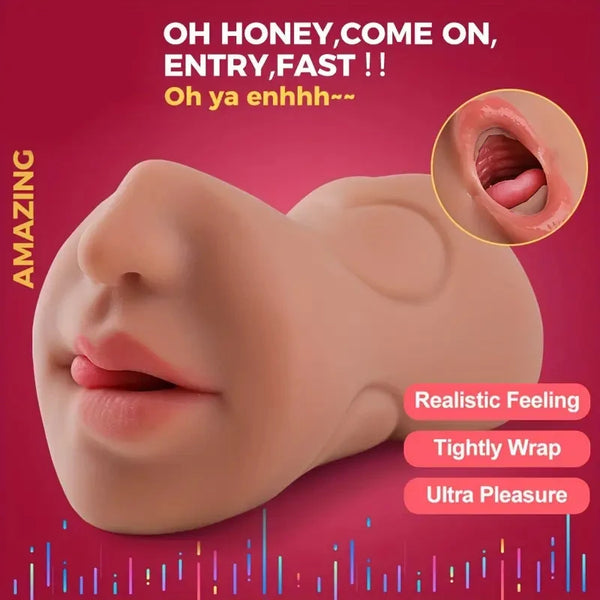 3 in 1 Mouth Lifelike Sex Doll with Face TPE Portable Adult Sex Love Toy Male Stroker Masturbator Deep Throat for Sexy Adult Men