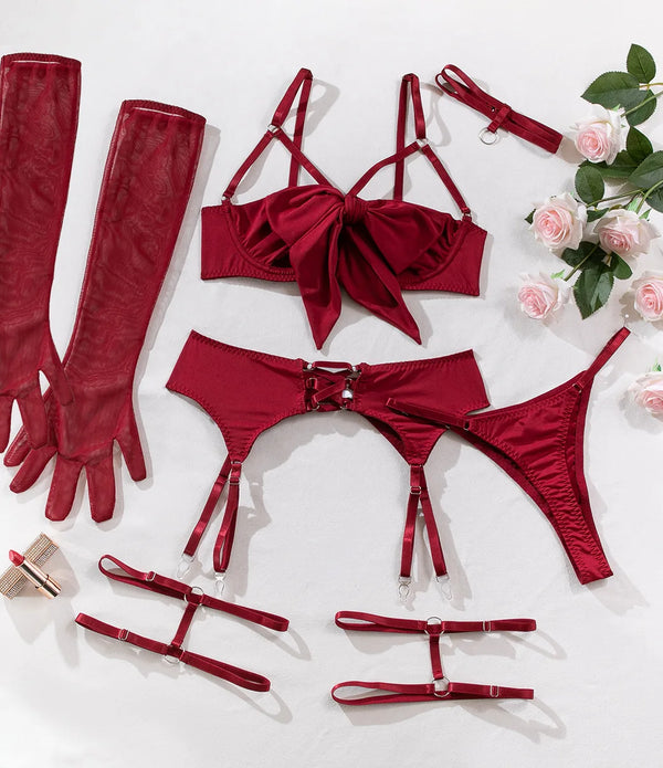 Hollow Out Bow Decor Lingerie