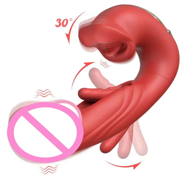 3 in 1 Tongue Licking Finger Flapping G Spot Dildo