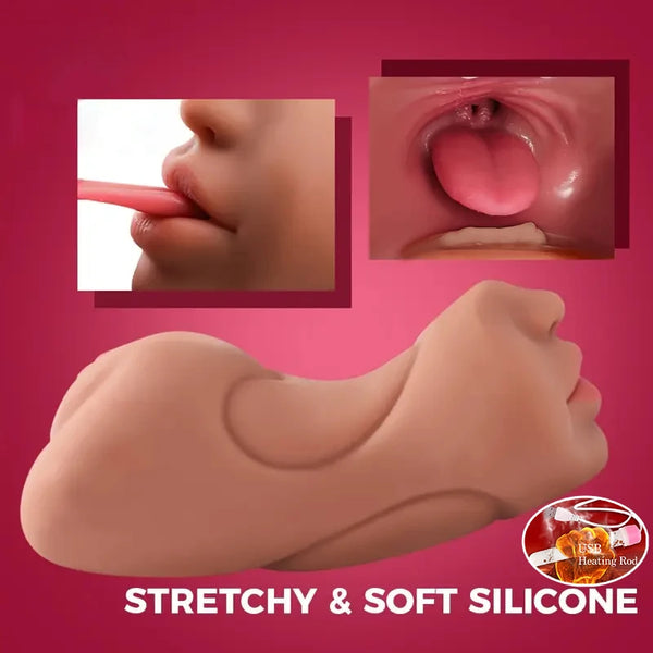 3 in 1 Mouth Lifelike Sex Doll with Face TPE Portable Adult Sex Love Toy Male Stroker Masturbator Deep Throat for Sexy Adult Men