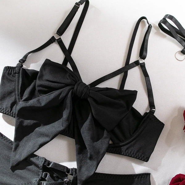 Hollow Out Bow Decor Lingerie