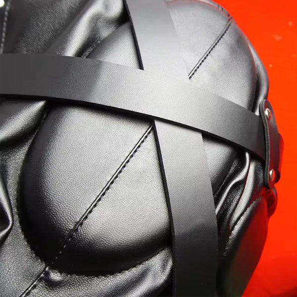 BDSM Mask Leather,Total Blackout Slave Sex
