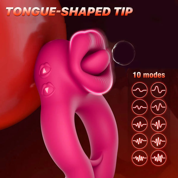 Penis Ring for Men Semen Cock Ring Penis Ejaculation Delayed Vibrating Cock Ring Licking Tongue Clitoris Ring For Couple Adult