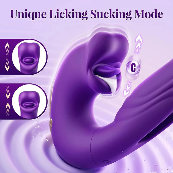 3 in 1 Tongue Licking Finger Flapping G Spot Dildo